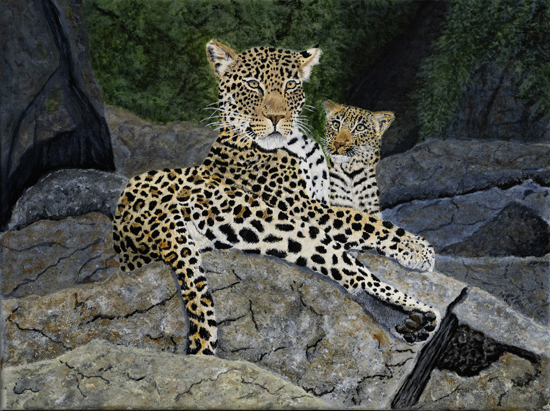 leopard and cub